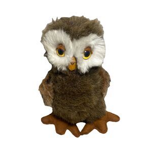 Vintage Dakin Bean Bag Owlbert Brown White Hoot Owl Korea Hang Tag 8 in